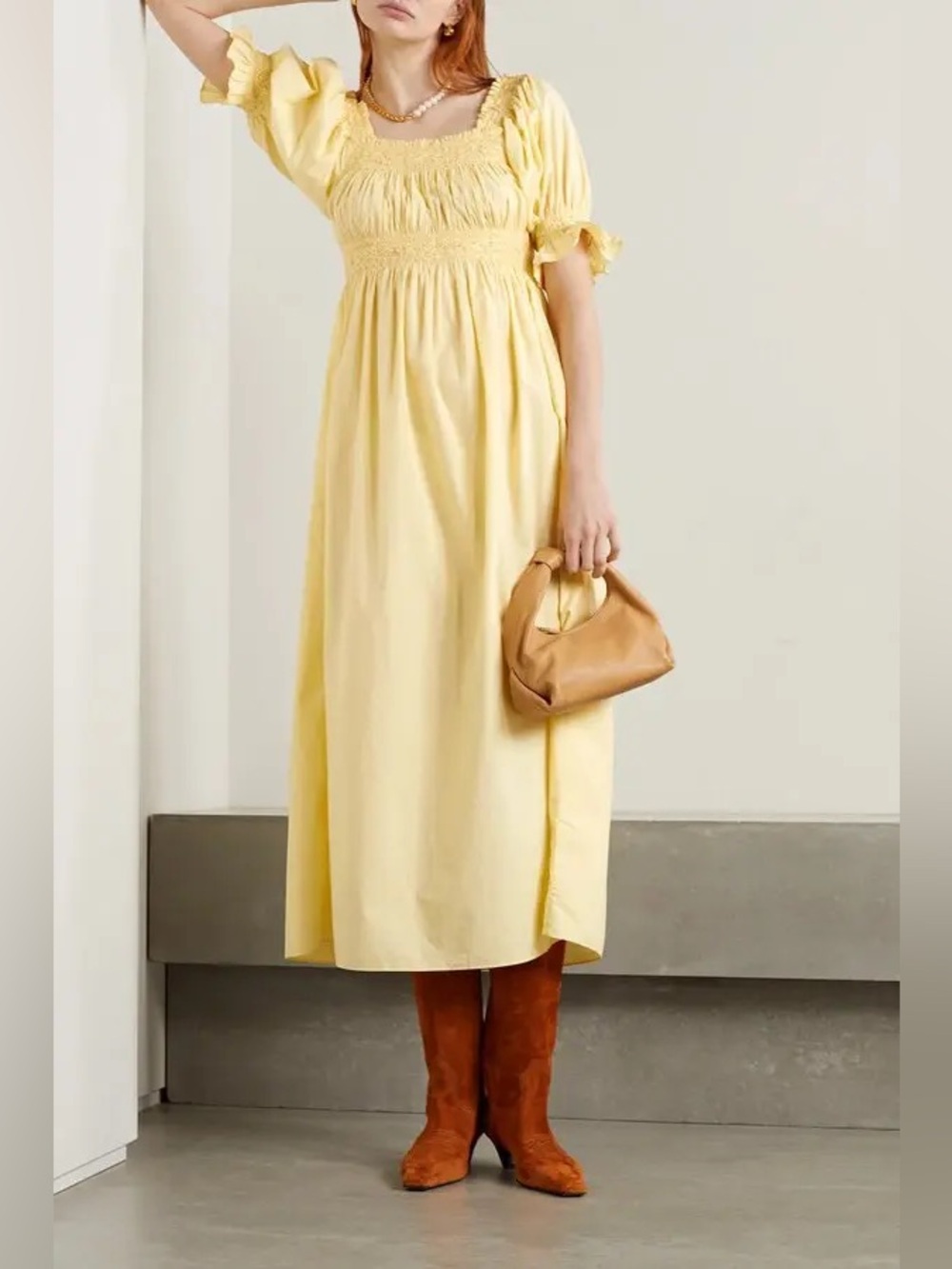 Doen Net Sustain Eclipse Embroidered Organic Cotton Poplin Midi Dress